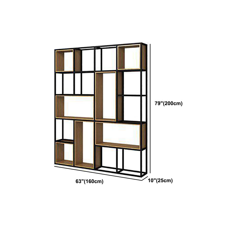 9.8" W Contemporary Geometric Bookshelf Open Back Metal Bookcase