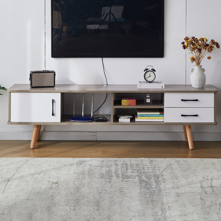 Solid Wood TV Stand & Media Console , Open Storage TV Console with Drawers