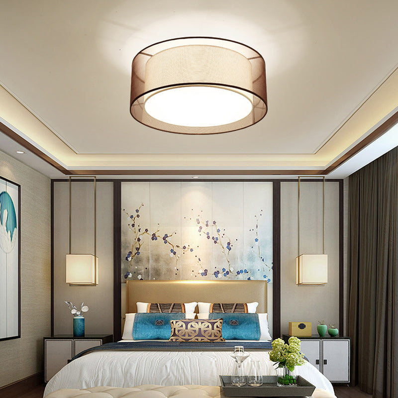 Brown Fabric Ceiling Light Multi Lights Ceiling Mount Light for Living Room