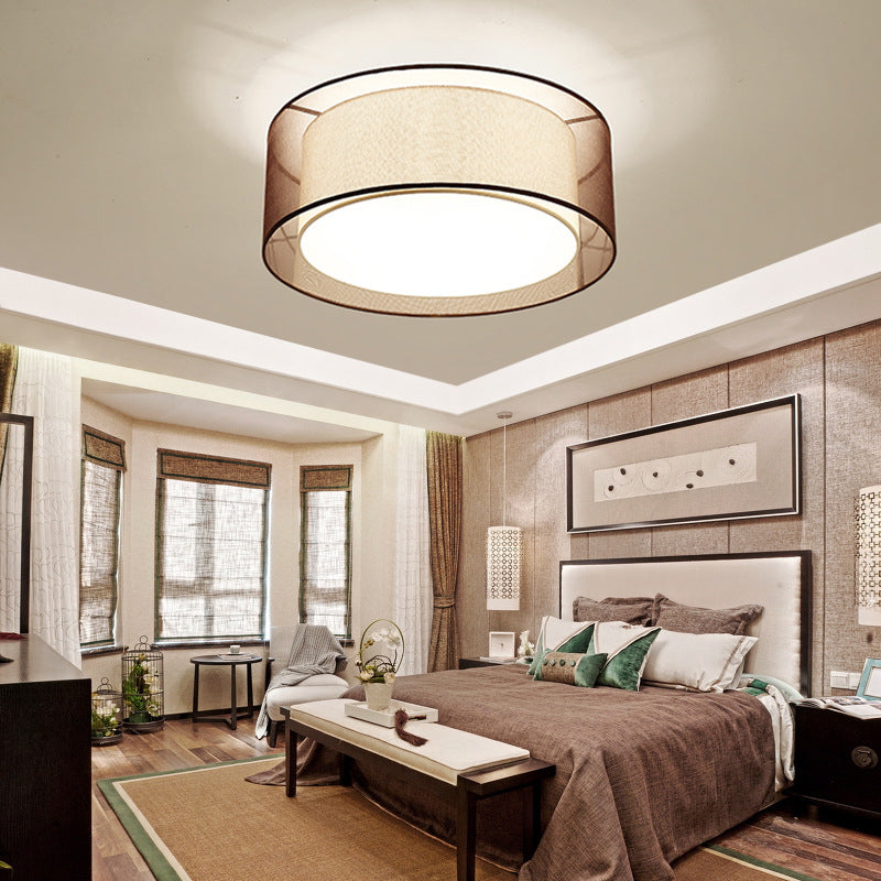 Brown Fabric Ceiling Light Multi Lights Ceiling Mount Light for Living Room