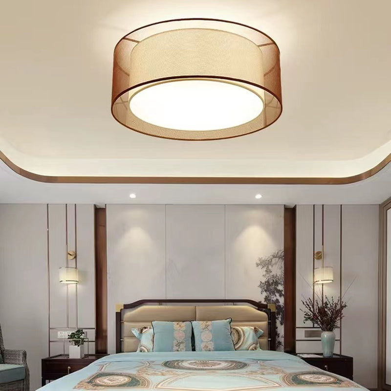 Brown Fabric Ceiling Light Multi Lights Ceiling Mount Light for Living Room