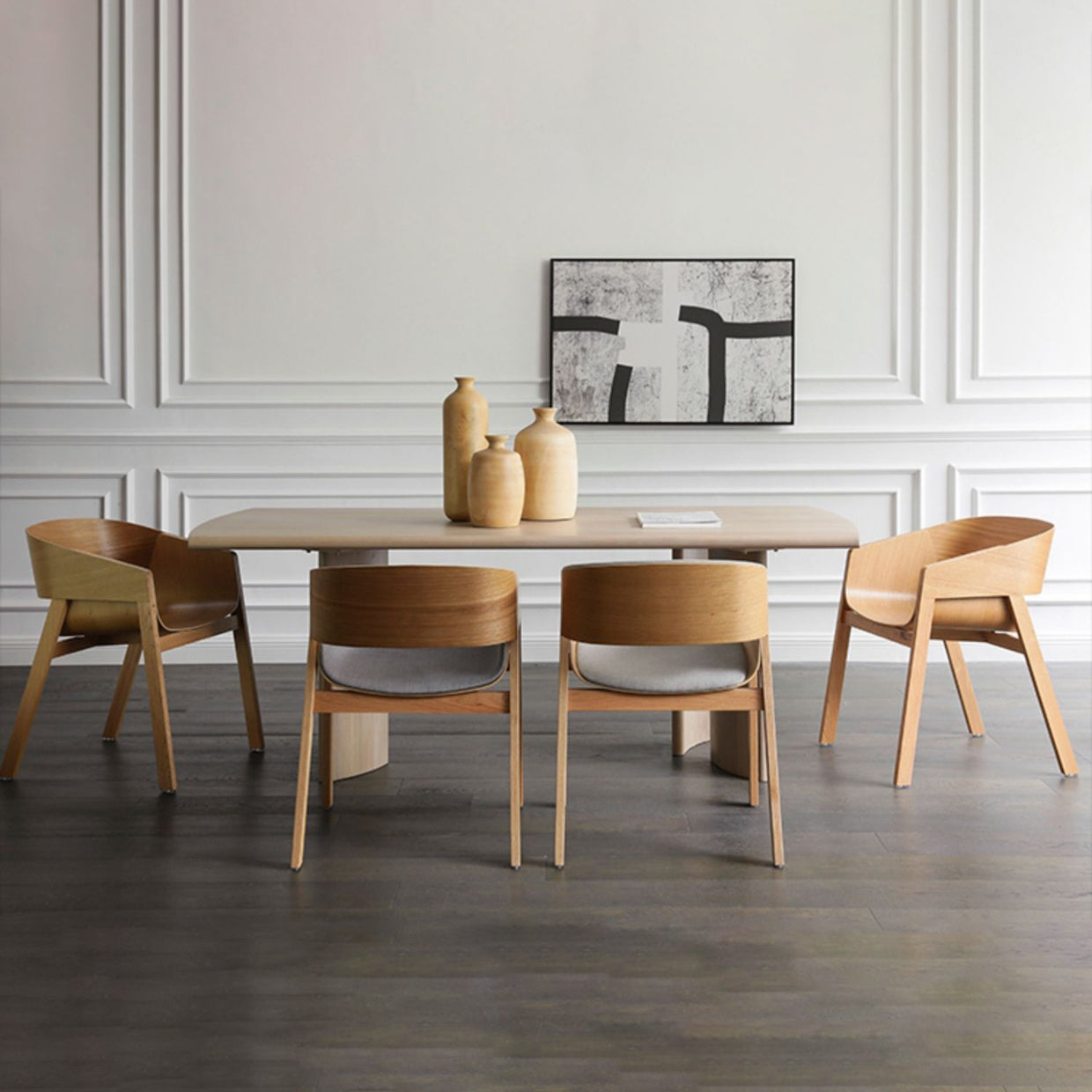 Traditional Wood Dining Arm Chairs Open Back Dining Side Chair for Restaurant Use