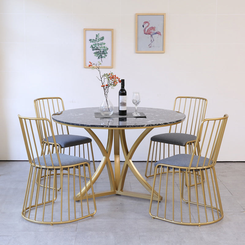 Traditional Luxury Dining Table Artificial Marble Round Table for Home