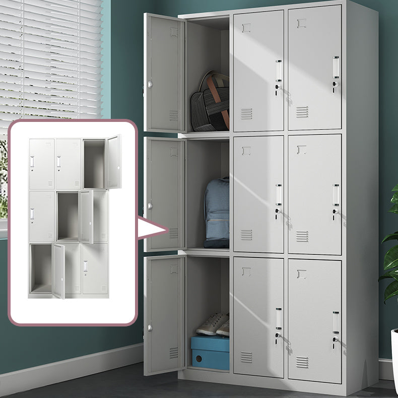 White Steel Storage Cabinet Contemporary Hinged Wardrobe Cabinet