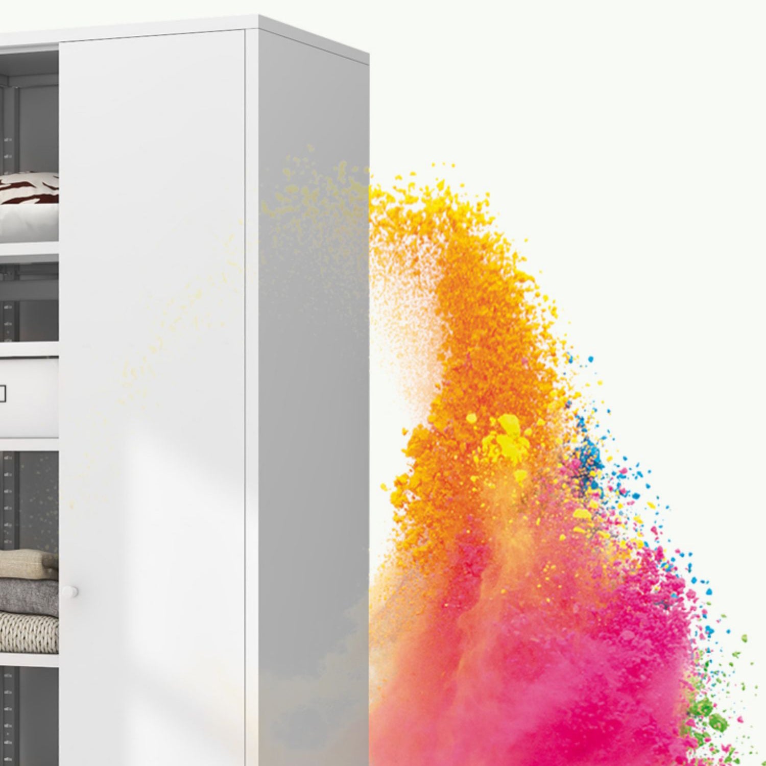 Steel Storage Cabinet Contemporary Non-Hanging Armoire for Home