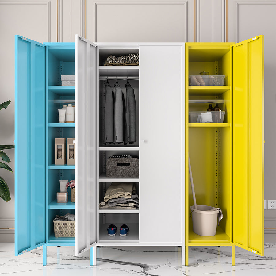 Metallic Finish Cabinet with Legs Contemporary Metal Wardrobe for Home