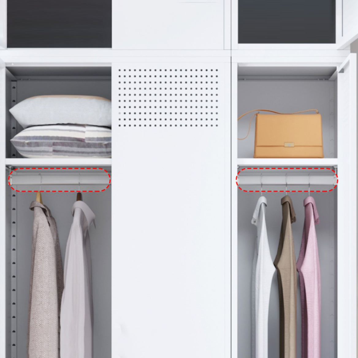 Metallic Finish Cabinet with Legs Contemporary Metal Wardrobe for Home