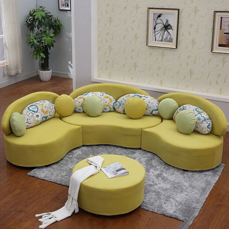 Living Room Contemporary Curved Armless Stationary Cushions Sofa