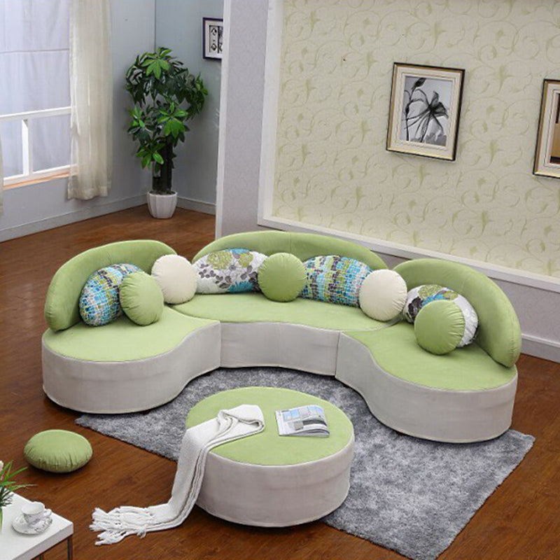Living Room Contemporary Curved Armless Stationary Cushions Sofa