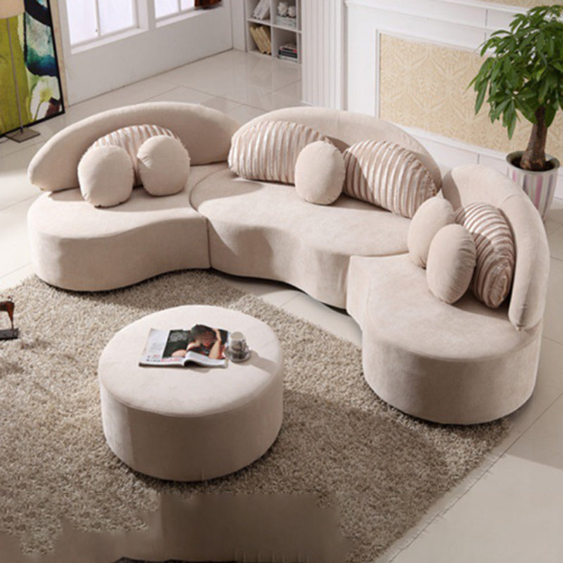 Living Room Contemporary Curved Armless Stationary Cushions Sofa