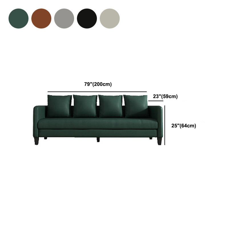 Faux Leather Sofa 78.74" W x 25.19" D x 23.22" H Square Arm Sofa for Living Room