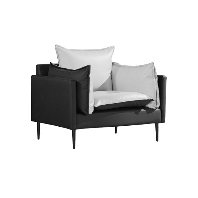 Faux Leather Sofa 33.46" D x 33.46" H Square Arm Sofa for Living Room