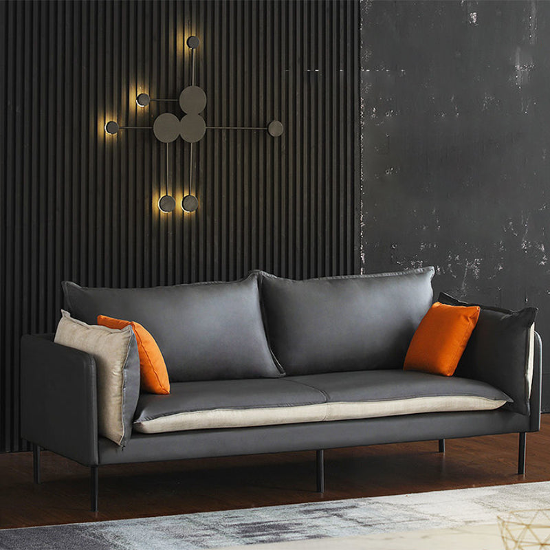 Faux Leather Sofa 33.46" D x 33.46" H Square Arm Sofa for Living Room