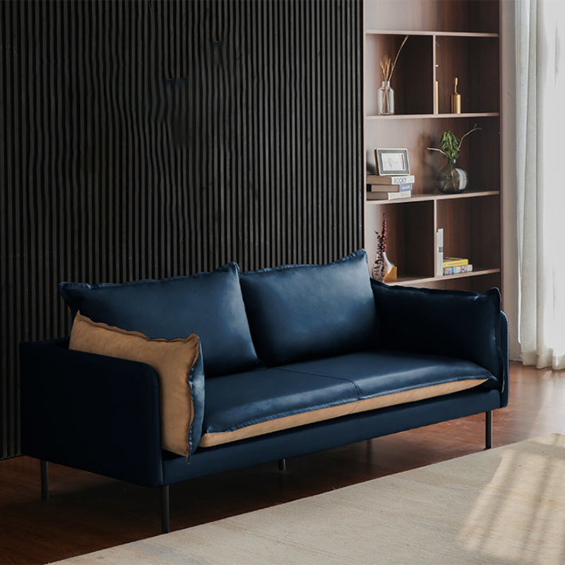 Faux Leather Sofa 33.46" D x 33.46" H Square Arm Sofa for Living Room