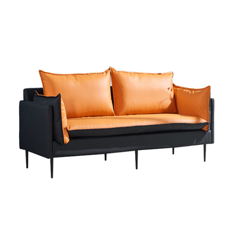 Faux Leather Sofa 33.46" D x 33.46" H Square Arm Sofa for Living Room