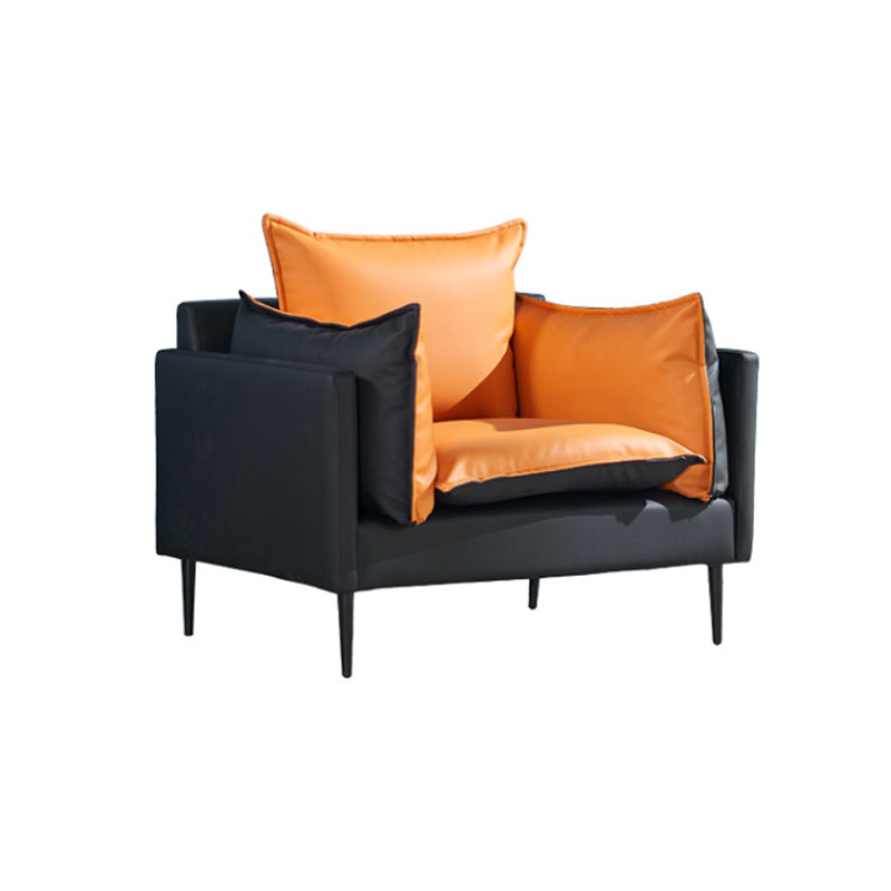 Faux Leather Sofa 33.46" D x 33.46" H Square Arm Sofa for Living Room
