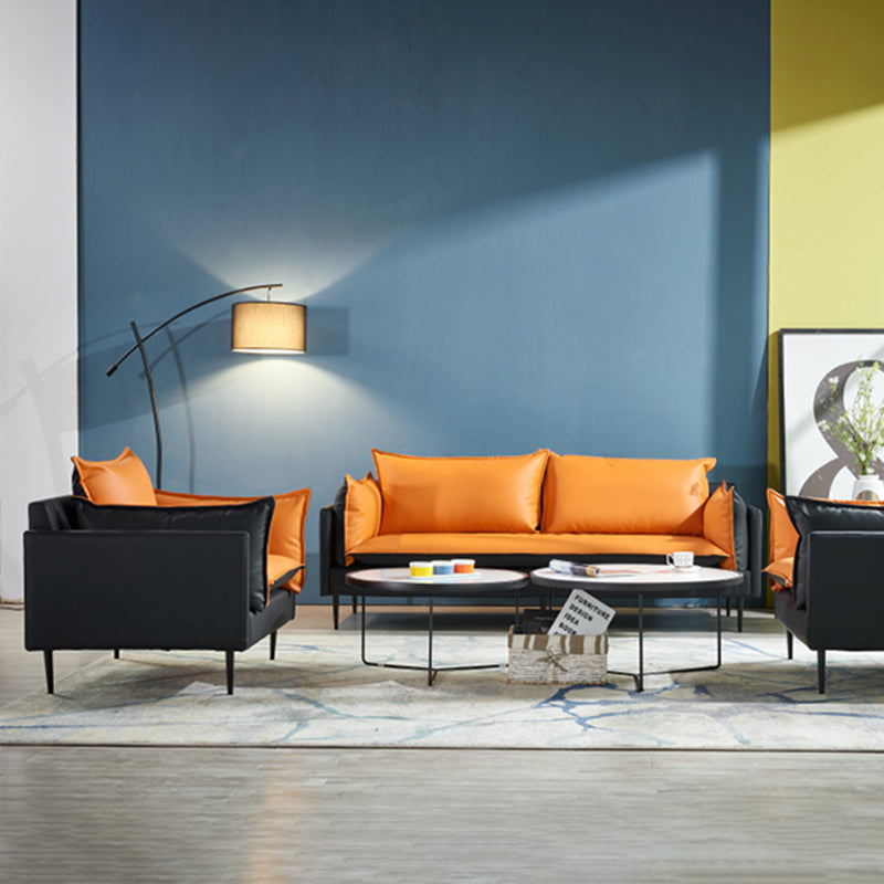 Faux Leather Sofa 33.46" D x 33.46" H Square Arm Sofa for Living Room
