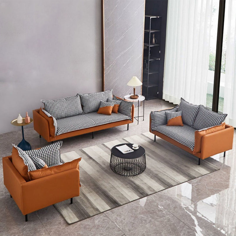Faux Leather Sofa 33.46" D x 33.46" H Square Arm Sofa for Living Room