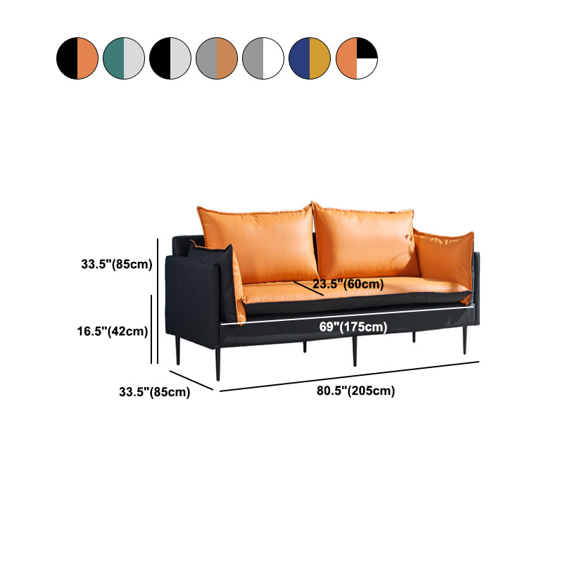 Faux Leather Sofa 33.46" D x 33.46" H Square Arm Sofa for Living Room