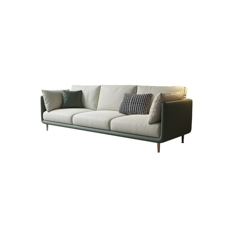 Contemporary Standard Sofa Set Square Arm Faux Leather Settee Couch
