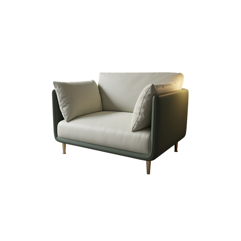 Contemporary Standard Sofa Set Square Arm Faux Leather Settee Couch