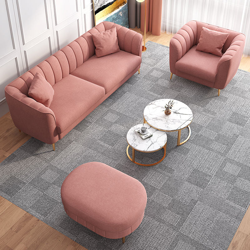 29.53"H Pink Upholstery Sofa with Sewn Pillow Back for Living Room