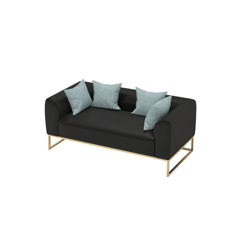 Golden Frame Sofa with Pillow Back and Tuxedo Arm for Apartment