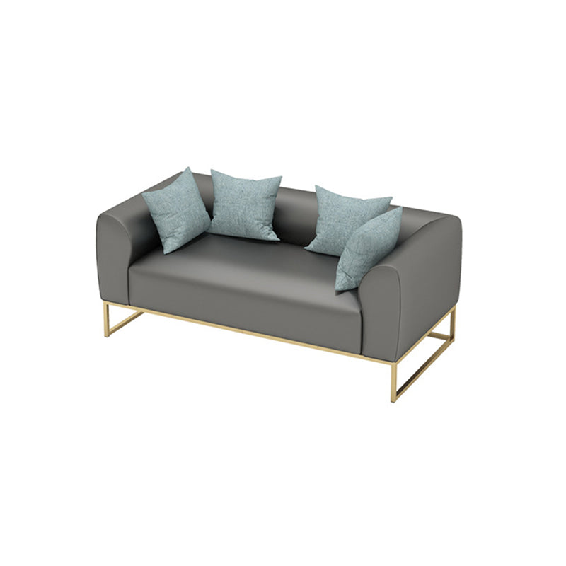 Golden Frame Sofa with Pillow Back and Tuxedo Arm for Apartment