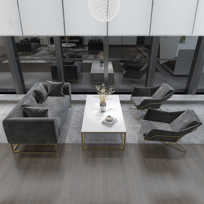 Golden Frame Sofa with Pillow Back and Tuxedo Arm for Apartment