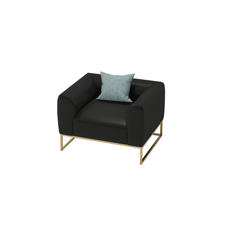 Golden Frame Sofa with Pillow Back and Tuxedo Arm for Apartment