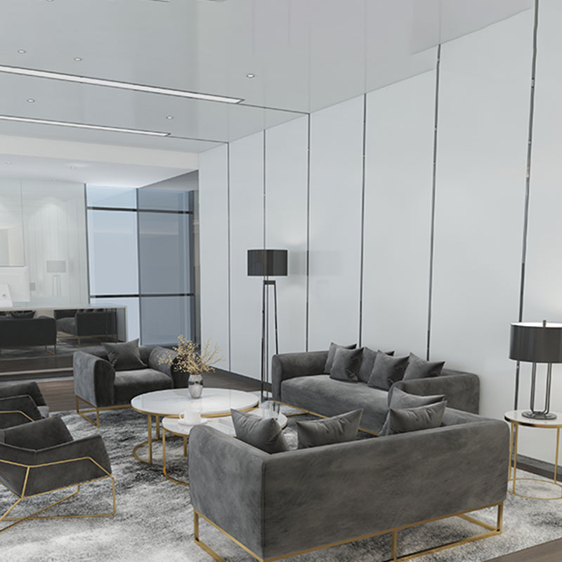 Golden Frame Sofa with Pillow Back and Tuxedo Arm for Apartment