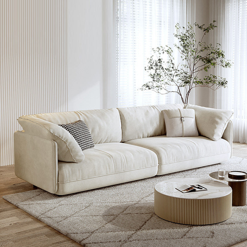 Modern Beige Pillow Back Sofa with Pillow Top Arm for Living Room