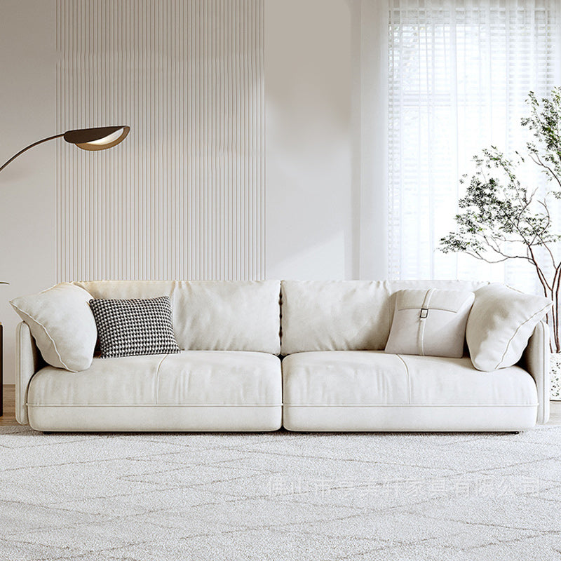 Modern Beige Pillow Back Sofa with Pillow Top Arm for Living Room