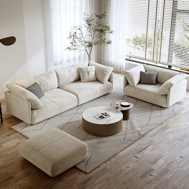Modern Beige Pillow Back Sofa with Pillow Top Arm for Living Room