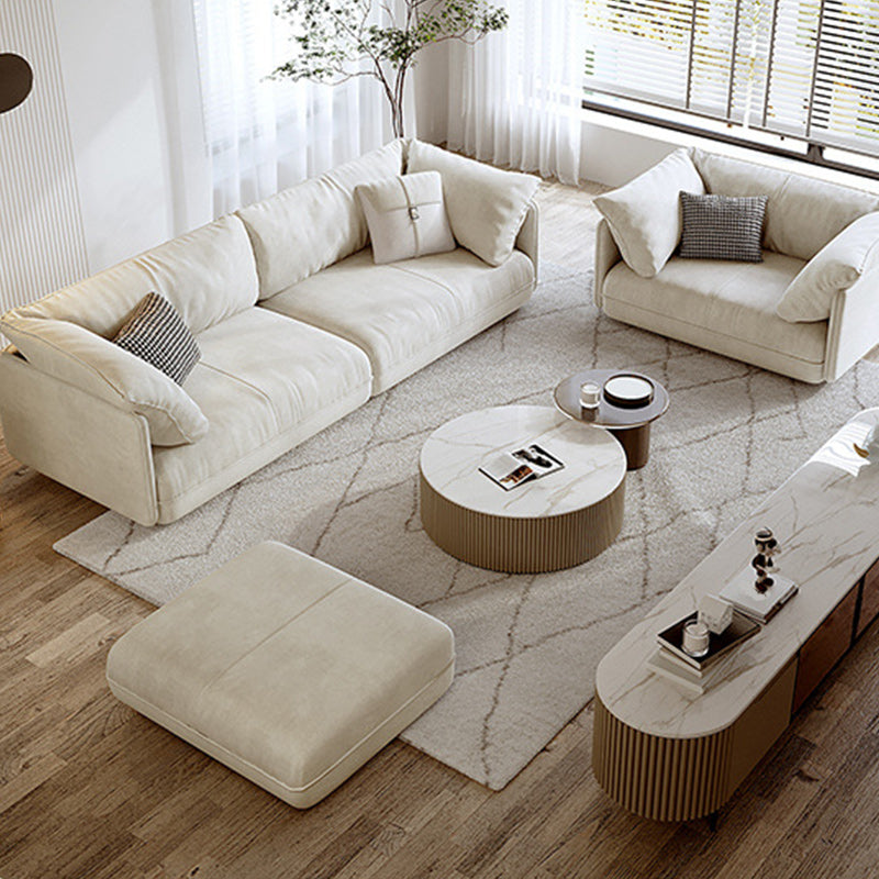 Modern Beige Pillow Back Sofa with Pillow Top Arm for Living Room