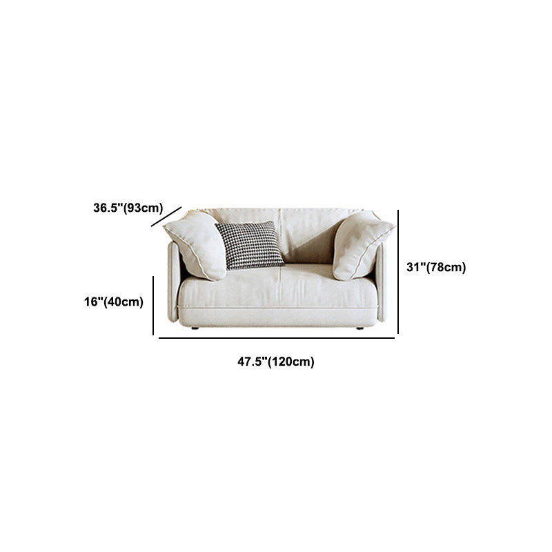 Modern Beige Pillow Back Sofa with Pillow Top Arm for Living Room