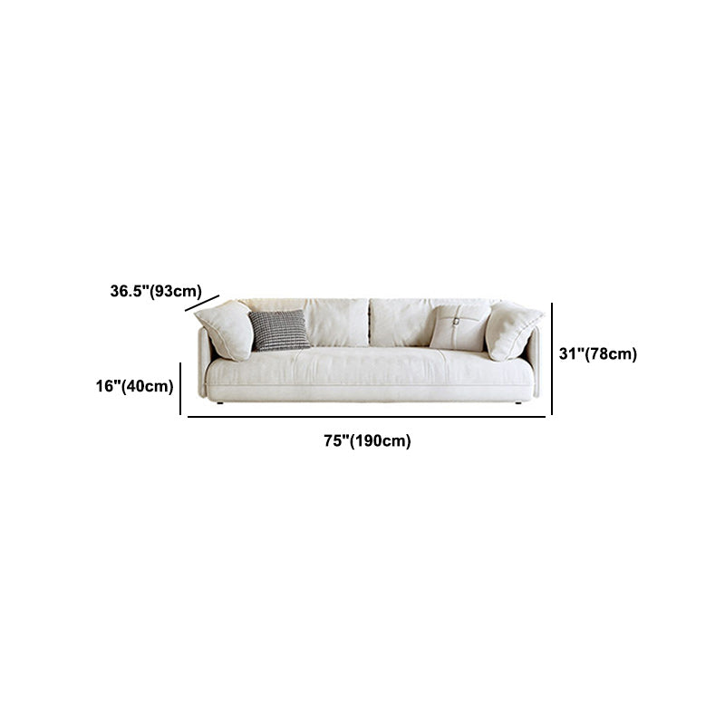 Modern Beige Pillow Back Sofa with Pillow Top Arm for Living Room