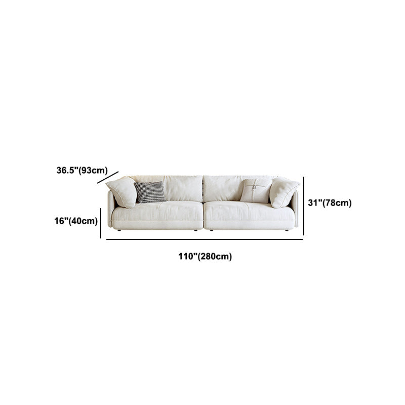 Modern Beige Pillow Back Sofa with Pillow Top Arm for Living Room