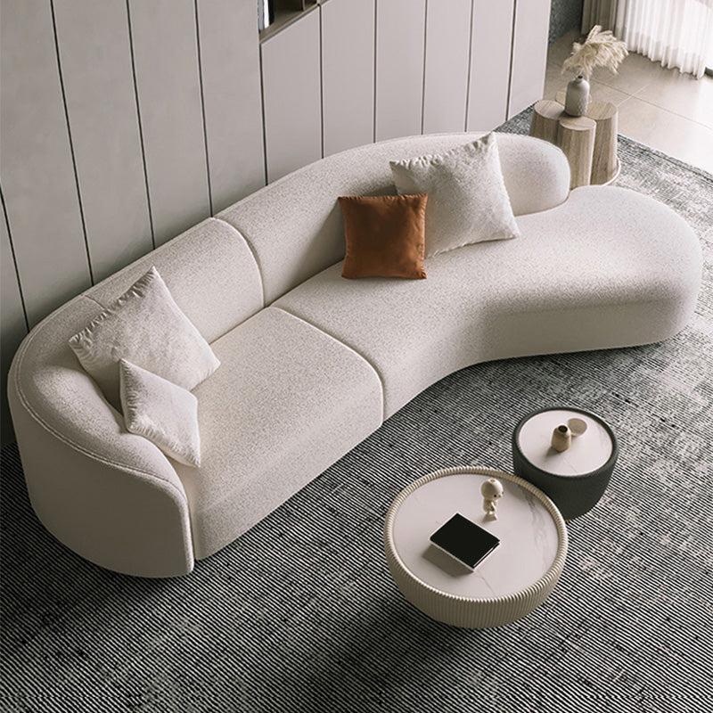 Scandinavian Tuxedo Arm Sofa with Chaise 27.56" H White Curved Sofa