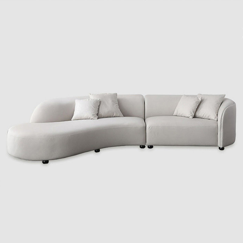 Scandinavian Tuxedo Arm Sofa with Chaise 27.56" H White Curved Sofa