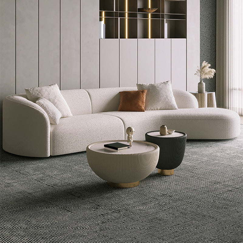 Scandinavian Tuxedo Arm Sofa with Chaise 27.56" H White Curved Sofa