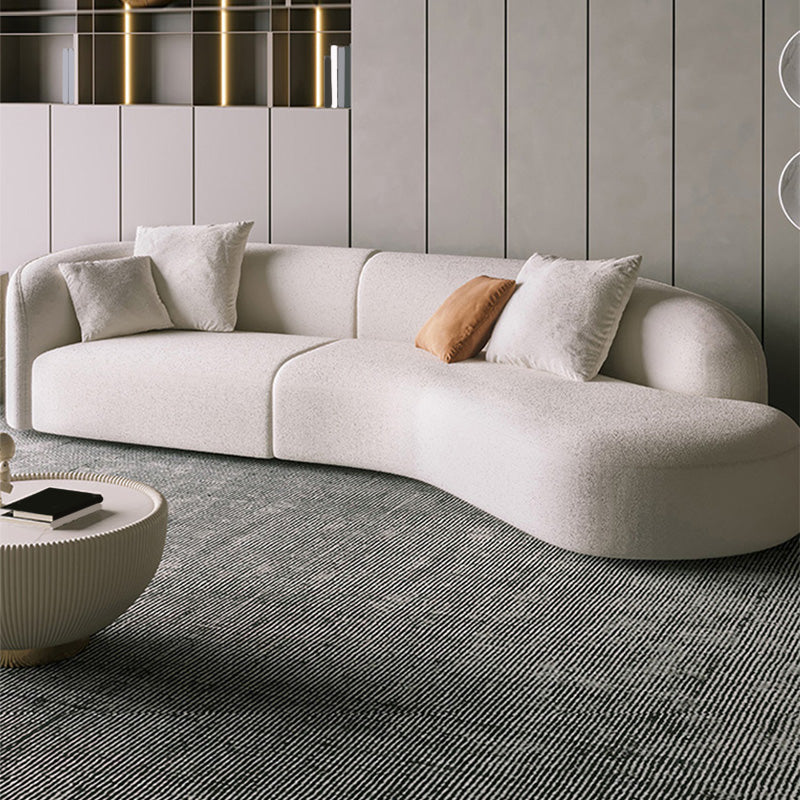 Scandinavian Tuxedo Arm Sofa with Chaise 27.56" H White Curved Sofa