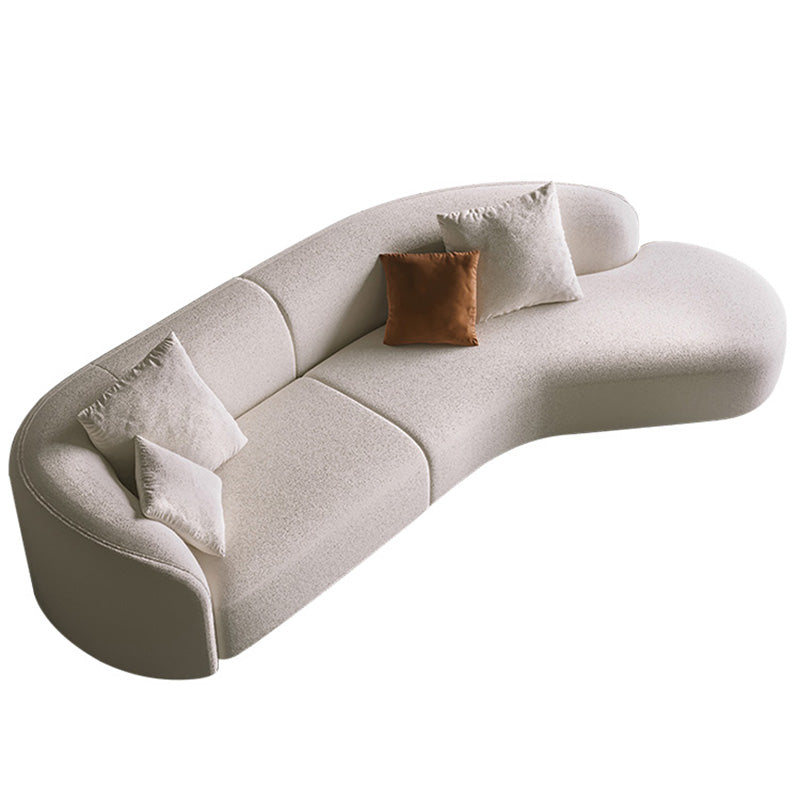 Scandinavian Tuxedo Arm Sofa with Chaise 27.56" H White Curved Sofa