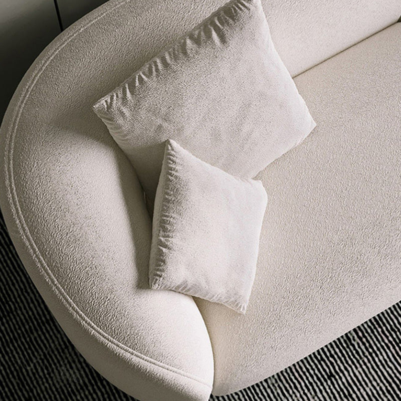 Scandinavian Tuxedo Arm Sofa with Chaise 27.56" H White Curved Sofa