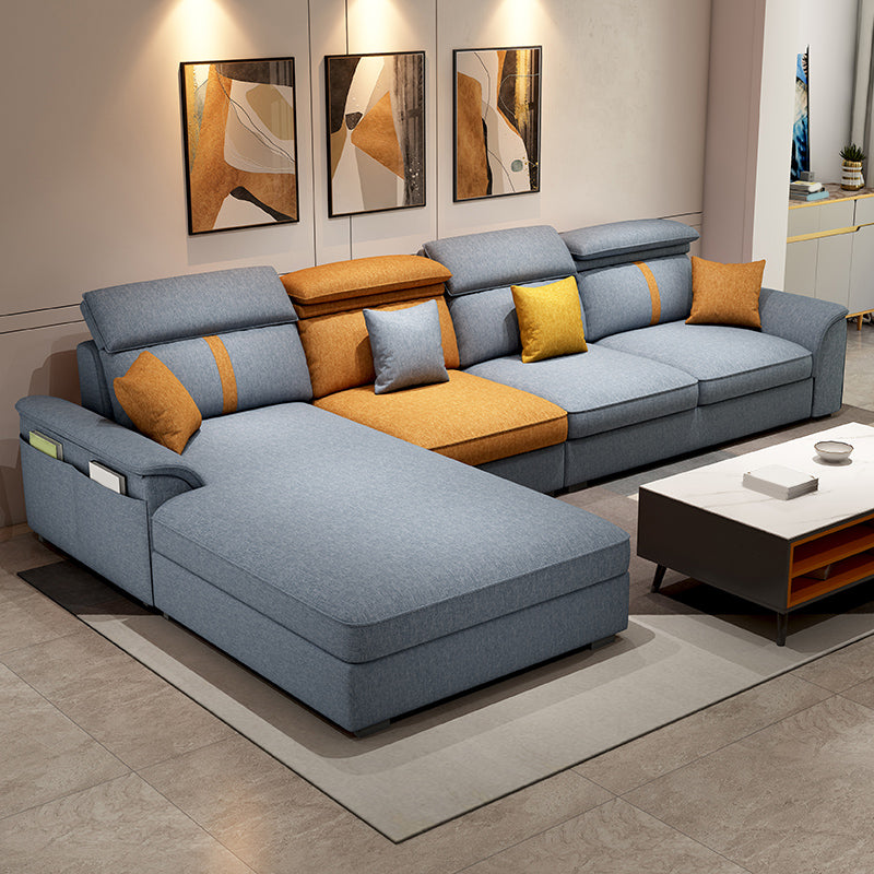 37.4"H 4-seater Pillow Top Arm Faux Leather Sofa& Chaise for Living Room