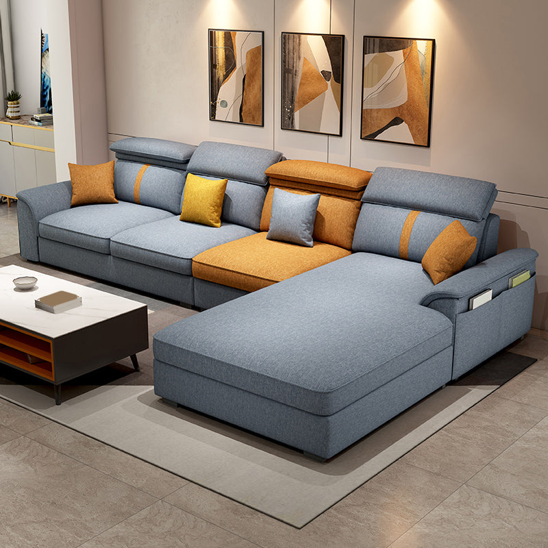 37.4"H 4-seater Pillow Top Arm Faux Leather Sofa& Chaise for Living Room