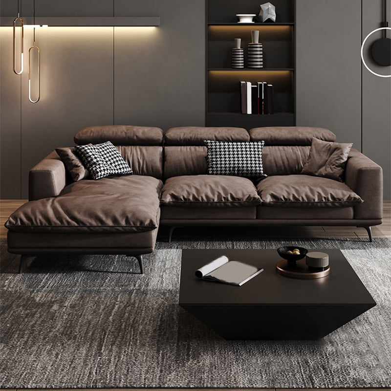 Modern Style Sofa Bed Imitation Leather Material Grey/khaki/coffee Feather Padded Sofa