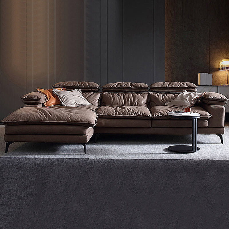 Modern Style Sofa Bed Imitation Leather Material Grey/khaki/coffee Feather Padded Sofa