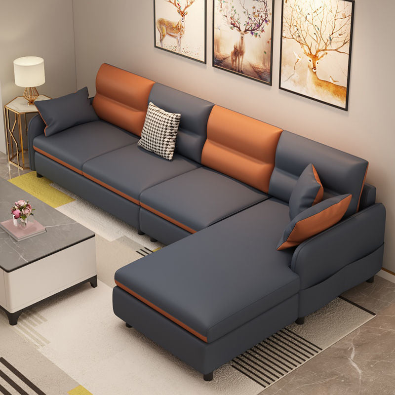 Embedded Armrest Pillow Back Imitation Leather Sofa Bed Sponge/latex Seat Filling Sofa