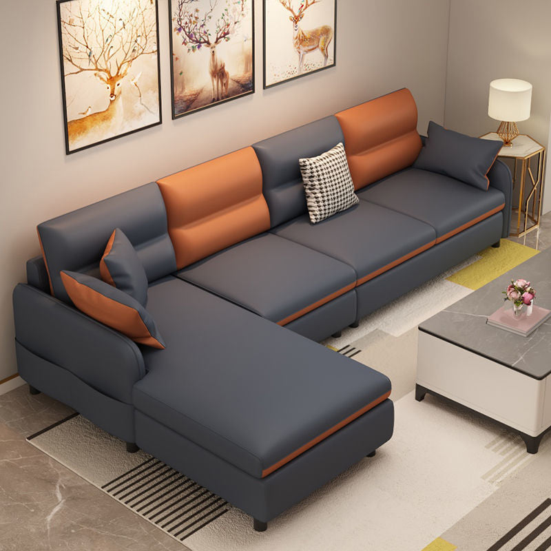 Embedded Armrest Pillow Back Imitation Leather Sofa Bed Sponge/latex Seat Filling Sofa